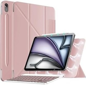 Resim m.tk moveteck Galaxy Tab S11 11 inç ile Uyumlu Magic Klavyeli Kılıf, Mıknatıslı Ön Kapak, Rose 