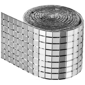 Resim Büro Ev Ofis Etkinik Dekoru İçin 30x30cm Yapışkanlı Kare Silver Cam Mozaik Fayans Aynalı Dekor Panel 