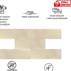 Resim Tink Kendinden Yapışkanlı Beyaz Huş Desenli Pvc Parke 25 x 80 cm / 5 Adet / 1 M² 