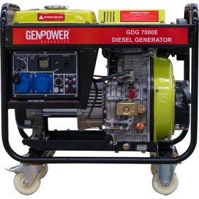 Resim Genpower Gdg 7000 E Model 7 Kva Dizel, Ses Izolasyon Kabinsiz, Marşlı, Tekerlekli, Monofaze ( 220 Volt) Portatif Jeneratör 