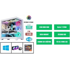Resim RAMTECH BİLGİSAYAR STORE Ryzen 7 5700x RTX 5060 | 32GB Ram 1Tb M.2 Nvme SSD Sıvı Soğutmalı Oyuncu HAZIR SİSTEM 