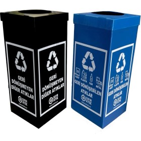 Resim Çok Renkli 70 Litre Sıfır Atık Kolisi 2'li Set, Çevre Dostu ve Fonksiyonel Tasarım 