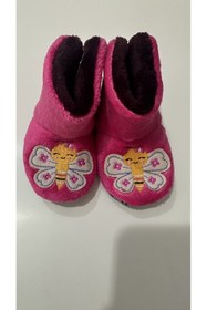 Resim Bmp Terlik Fuşya Kelebek nakışlı bebe panduf 