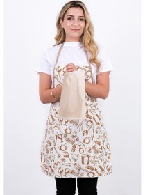 Resim Damla Sıvı Geçirmez Su Geçirmez Mutfak Önlüğü Havlulu Mutfak Önlüğü Açık Kahve 