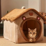 Resim 1 Adet Kedi İçin Pet Yatağı Evi, Çıkarılabilir Ve Yıkanabilir Kedi Evi, Kış Sıcak Kedi Yatağı Yumuşak Ve Rahat Yavru Mağara Yuvası 