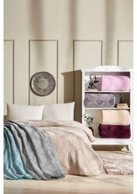 Resim Trendy Art Deco Cameo Rose Çift Kişilik Battaniye 220x240 Cm Pudra 