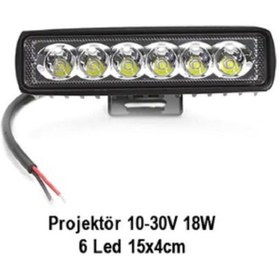 Resim Genel Markalar Projektör 10-30V SMD 6 Led 18W 15.5x4 CM 