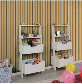 Resim Pasifichome Only Oyuncak Montessori Beyaz Kitaplık Çiftli 