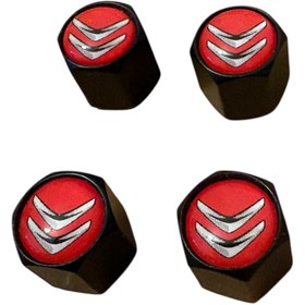 Resim İKTUNING CITREON LOGO METAL KIRMIZI RENK 4 ADET SİBOP KAPAK 