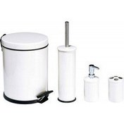 Resim 4 Lü Beyaz Çöp Kovali Banyo Seti 
