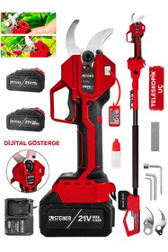 Resim STEİNER K-50 Mm Dijital Kömürsüz Akülü Bağ Dal Ağaç Kesme Biçme Budama Şarjlı Makası Makinesi + Teleskop 