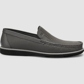 Resim %100 Hakiki Deri Gri Erkek Loafer Gri 