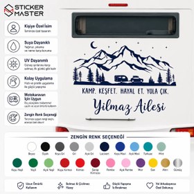 Resim Kişiye Özel Motokaravan Yazılı Sticker - 18 inch / 46 cm / Lavanta 