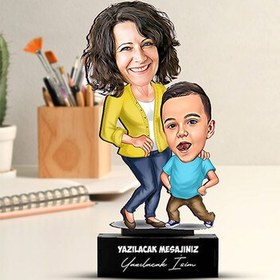 Resim Harika Anne ve Oğlu Karikatürlü Biblo 