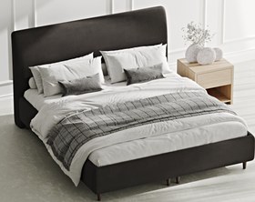 Resim Klem Slim Çift Kişilik Bazalı Karyola 180x200 - Performans Keten - Duman Gri / Koyu 