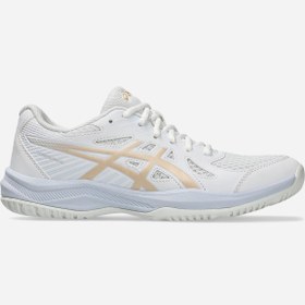 Resim Asics UPCOURT 6 Kadın Beyaz Sarı Voleybol Ayakkabısı 1072A107-103 