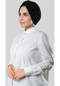Resim Hürrem Bone Siyah Çapraz Büzgülü Piliseli Tesettür Bone Fukuro Kendinden Desenli 2316 01 Siyah 