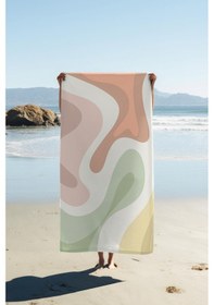 Resim Dijital Baskı Plaj Deniz Havlusu Soyut Desenli Peştamal Hvl0221 Renkli 