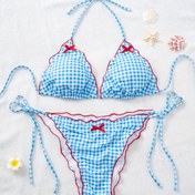 Resim Kadınların Şık İki Parçalı Baskılı Bikini Mayo 