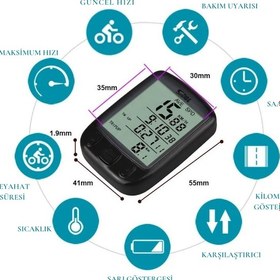 Resim Techtic Sunding Bisiklet Km Hız Göstergesi Işıklı Led Ekranlı Siyah 
