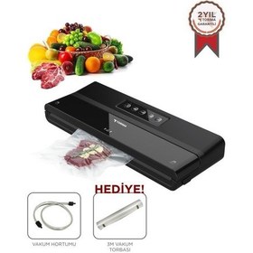 Resim Torima Vs-22 Siyah Gıda Mühürleme Vakum Makinesi Yiyecek Tazeliği Koruma Ev Restoran-vakum Poşeti Hediyeli 