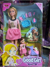 Resim mavi su dünyası Anne Kız Pet Shopta Pembe Elbiseli 29 Cm - Mavi Su Dünyası 