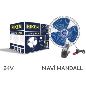 Resim Niken Oto Vantilatör 24V 10 Inch Mandallı Çakmak Girişli 