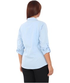 Resim Lady Majestic Cotton Klasik Büyük Beden Ofis Gömlek - Mavi 
