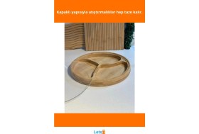 Resim Letsii Ahşap Kapaklı 3 Bölmeli Şık Çerezlik 