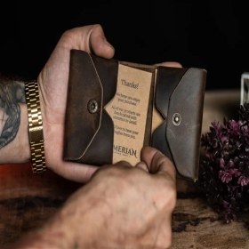 Resim Sumerian Wallet Minimalist Crazy Deri Cüzdan Kahverengi (Anahtarlık Hediye) 