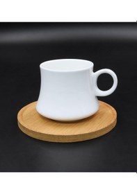 Resim Kişiye Özel Kuş Motifli Defter & 2'li Bambu Altlıklı Beyaz Türk Kahve Fincanı Hediye Seti 