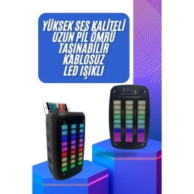Resim teknodayım Taşınabilir 6.5 inç LED Bluetooth Kareoke Hoparlör RGB Işıklı Radyolu 