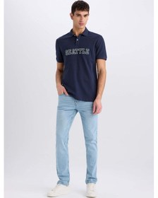 Resim DeFacto Regular Fit Polo Yaka Baskılı Nakışlı Kısa Kollu Tişört D7667AX25SPNV135 