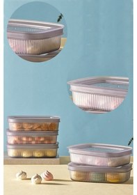 Resim Bayev 3'lü Silikon Kapaklı Saklama Kabı 600 Ml Kahvaltılık Çerezlik Peynir Zeytin Kutusu Storage Çok Renkli 