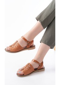 Resim 205-029 Taba Ortopedik Hakiki Deri Kadın Sandalet Taba 