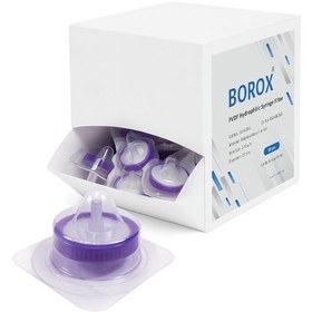 Resim Borox Hidrofilik Pvdf Şırınga Filtre - Steril 0,45µm - Mor - 50li 
