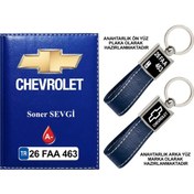 Resim Plakanıza Özel Chevrolet Logolu Lacivert Ruhsat Kabı Ve Anahtarlık 