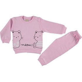 Resim Pembe Kız Bebek Miyav Pijama Takımı-9039967493250 