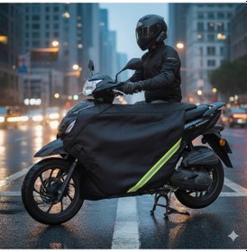 Resim Prorider Honda Dio & Spacy Uyumlu Scooter Diz Örtüsü Su Ve Rüzgar Geçirmez, Termal İç Astarlı Siyah 