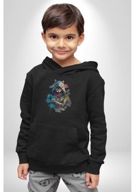 Resim Kedi Assassin's Creed Kadın Erkek Siyah Kapüşonlu Sweatshirt Hoodie Siyah 