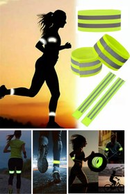 Resim Shopura Reflektif Kolluk Bacak ve Bel Yeşil Fosfor Neon Bisiklet, Motosiklet,Scooter Gece İkaz Uyarı Bandı 