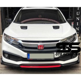Resim STS Oto Aksesuar Honda Civic Fc5 Uyumlu Piano Black Kaput Üstü Havalandırma Izgarası 