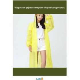Resim Letsii Kalın Yağmurluk Büyük Boy Su Geçirmez Unisex Sarı Beyaz Gül Kurusu Çok Renkli 