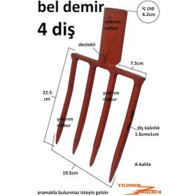 Resim Ahşap Saplı Bel Çapa Belleme Bel Küreği Bahçe Belleme 4 Diş Kuvet 