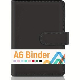 Resim Şık A6 Suni Deri Bağlayıcı Defter, 6 Halka Tasarımı, Manyetik Toka Kapatma, Macaron Renkleri, 19cm x 13cm - Kağıtları Düzenlemek ve Kağıtları Düzenlemek İçin Mükemmel 