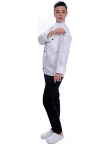 Resim Unisex Aşçı Ceket Harman Gabardin Beyaz 