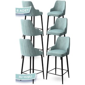 Resim Canisa Enox Serisi 6 Adet Su Yeşili Sandalye Mutfak Bar Sandalyesi Babyface Kumaş Siyah Metal Ayak Sandalyeler Su Yeşili Ayaklar Siyah 