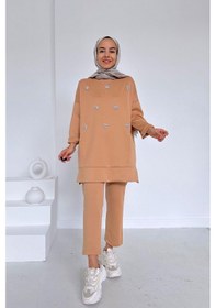 Resim Kahijab Bisiklet Yaka Taşlı Scuba Takım - Camel 