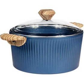 Resim Febern Premium Bio Granit Alüminyum Döküm Nisch Tencere Seti Klasik Mavi-açık Ahşap Kulp 