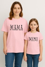 Resim SVART WEAR MAMA MINI Leopar Anne Kız Kombin Tişört Takımı T-Shirt Twin Anne Kız Çocuk Oversize (TEKLİ FİYAT) 